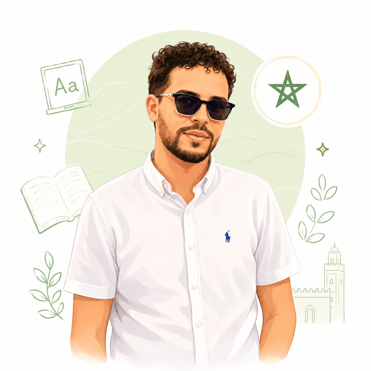 Illustration of Walid, the Moroccan teacher who built Darsi